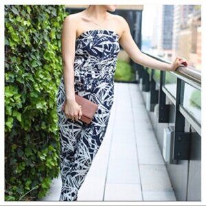 Ann Taylor Loft Linen Jumpsuit Strapless Resortwear Travel Cruise Vacation Beach